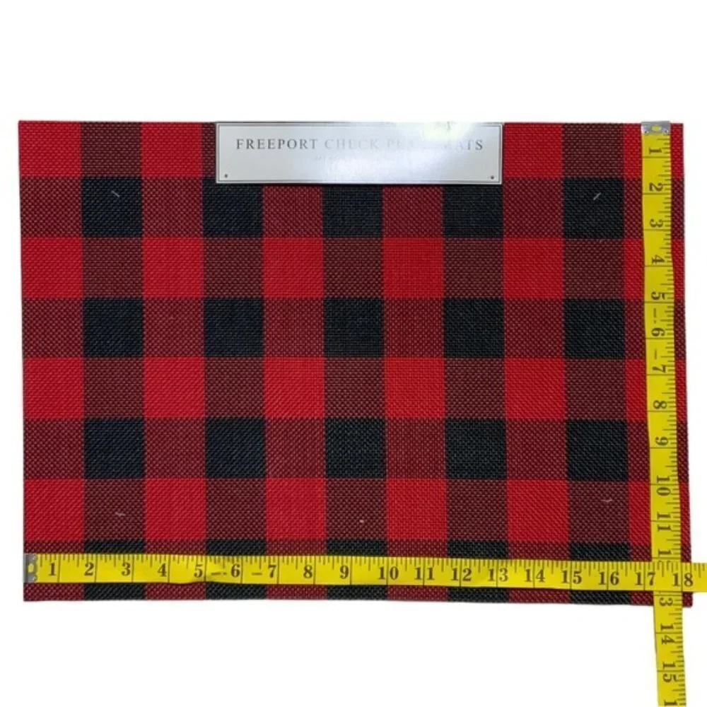 Benson Mills Placements Buffalo Check Plaid Reversible Woven Red Black Set of 4